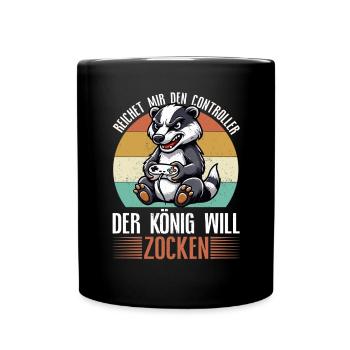 Reichet Mir Den Controller Der König Will Zocken - Tasse einfarbig - Schwarz - Vorne