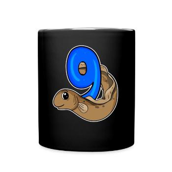 9th Birthday Motif Eel - 9 Years - Full Colour Mug - black - Front