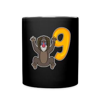 9. Geburtstag Motiv Affe - 9 Jahre - Tasse einfarbig - Schwarz - Vorne