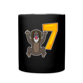 Motif Singe 7ème Anniversaire - 7 ans - Mug uni - noir - Devant