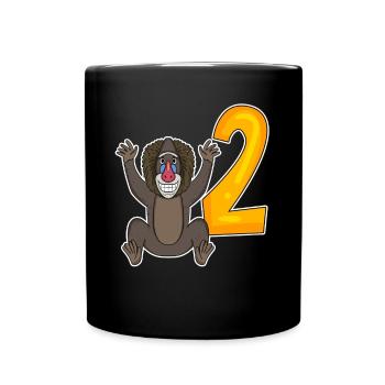 2 Anniversaire Motif Singe - Deux ans - Mug uni - noir - Devant