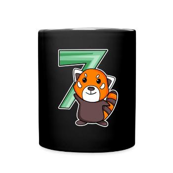 7th Birthday Motif Western Little Panda - Full Colour Mug - black - Front