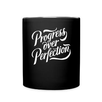 Le progrès au lieu de la perfection, la motivation dans la vie de tous les jours - Mug uni - noir - Devant