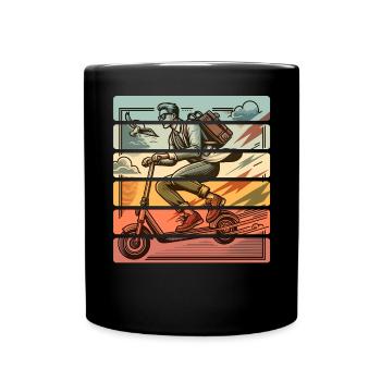 E-Scooter E-Roller Tretroller - Tasse einfarbig - Schwarz - Vorne
