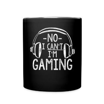 Nein Ich kann nicht Ich spiele Lustiges Gamer Headset Video - Tasse einfarbig - Schwarz - Vorne