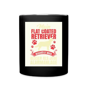 Le retriever à poil plat me protège - Mug uni - noir - Devant