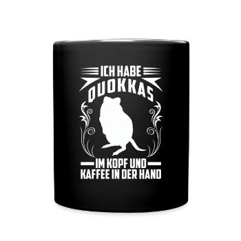 Quokka und Kaffee Beuteltier Quokka - Tasse einfarbig - Schwarz - Vorne
