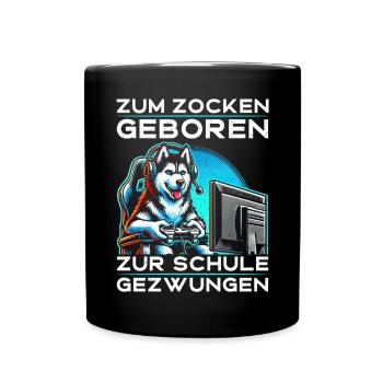 Born to gamble forced to school husky - Full Colour Mug - black - Front