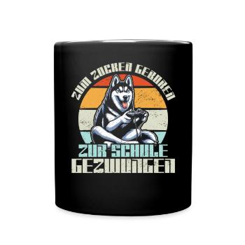Born to gamble forced to school husky - Full Colour Mug - black - Front