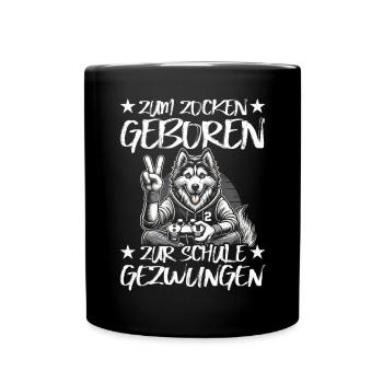 Born to gamble forced to school husky - Full Colour Mug - black - Front