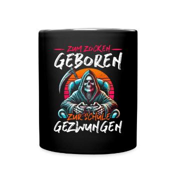 Né pour jouer Forcé d’aller à l’école Grim Reaper - Mug uni - noir - Devant