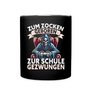 Né pour jouer Forcé d’aller à l’école Grim Reaper - Mug uni - noir - Devant