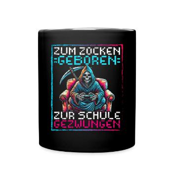Né pour jouer Forcé d’aller à l’école Grim Reaper - Mug uni - noir - Devant