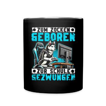 Born to gamble forced to school husky - Full Colour Mug - black - Front