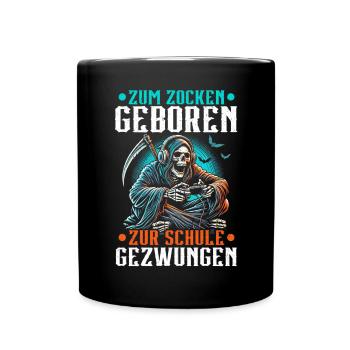 Né pour jouer Forcé d’aller à l’école Grim Reaper - Mug uni - noir - Devant