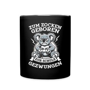 Born to gamble, forced to school, koala - Full Colour Mug - black - Front