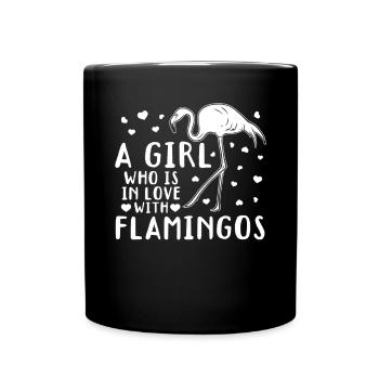 Une fille amoureuse des flamants roses - Flamingo - Mug uni - noir - Devant