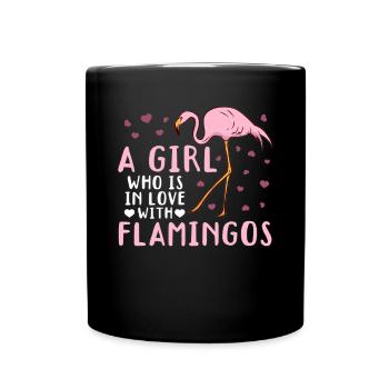 Une fille amoureuse des flamants roses - Flamingo - Mug uni - noir - Devant
