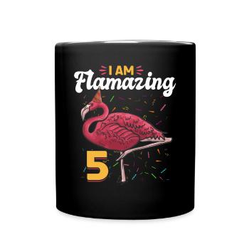 Flamingo 5th Birthday party - I am Flamazing 5 - Tasse einfarbig - Schwarz - Vorne