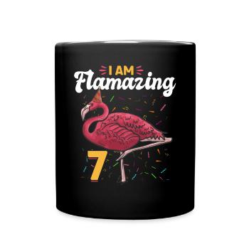 Flamingo 7th Birthday party - I am Flamazing 7 - Tasse einfarbig - Schwarz - Vorne