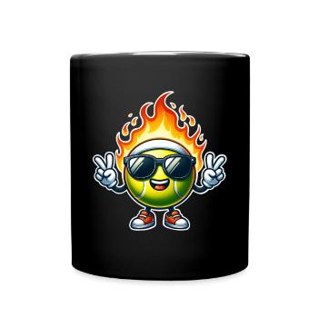 Flammes de boule de feu de tennis - Mug uni - noir - Devant