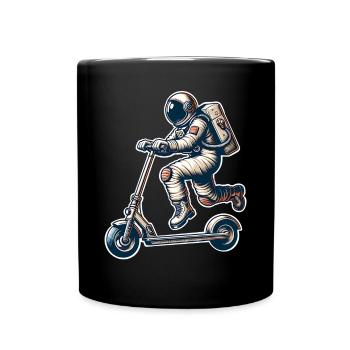 E-Scooter E-Roller Tretroller Astronaut - Tasse einfarbig - Schwarz - Vorne