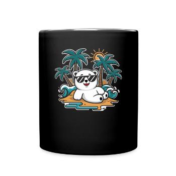 Ours polaire cool sur la plage avec des lunettes de soleil - Mug uni - noir - Devant