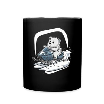 Ours polaire à l’aventure en motoneige - Mug uni - noir - Devant