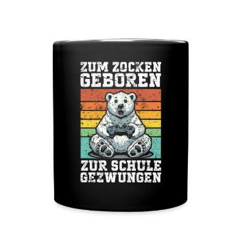 Né pour jouer, forcé d’aller à l’école, ours polaire - Mug uni - noir - Devant