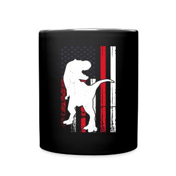 Dino Drapeau US Silhouette de dinosaure - Mug uni - noir - Devant