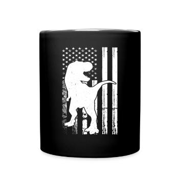 Dinosaure US Flag Dino Silhouette Dino - Mug uni - noir - Devant