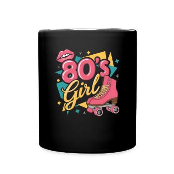 Retro 80er Jahre Girl Roller Skate Rollschuhe - Tasse einfarbig - Schwarz - Vorne
