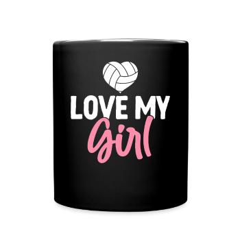 Volleyball Mom Love My Girl - Tasse einfarbig - Schwarz - Vorne