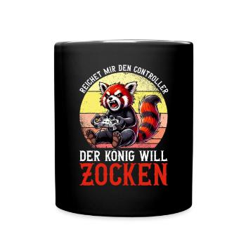 Reichet Mir Den Controller Der König Will Zocken - Tasse einfarbig - Schwarz - Vorne