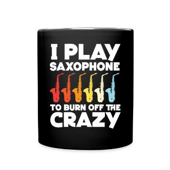 Saxophones I Play Saxophones To Burn - Full Colour Mug - black - Front