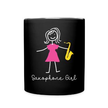 Saxophone Saxophone Girl - Full Colour Mug - black - Front