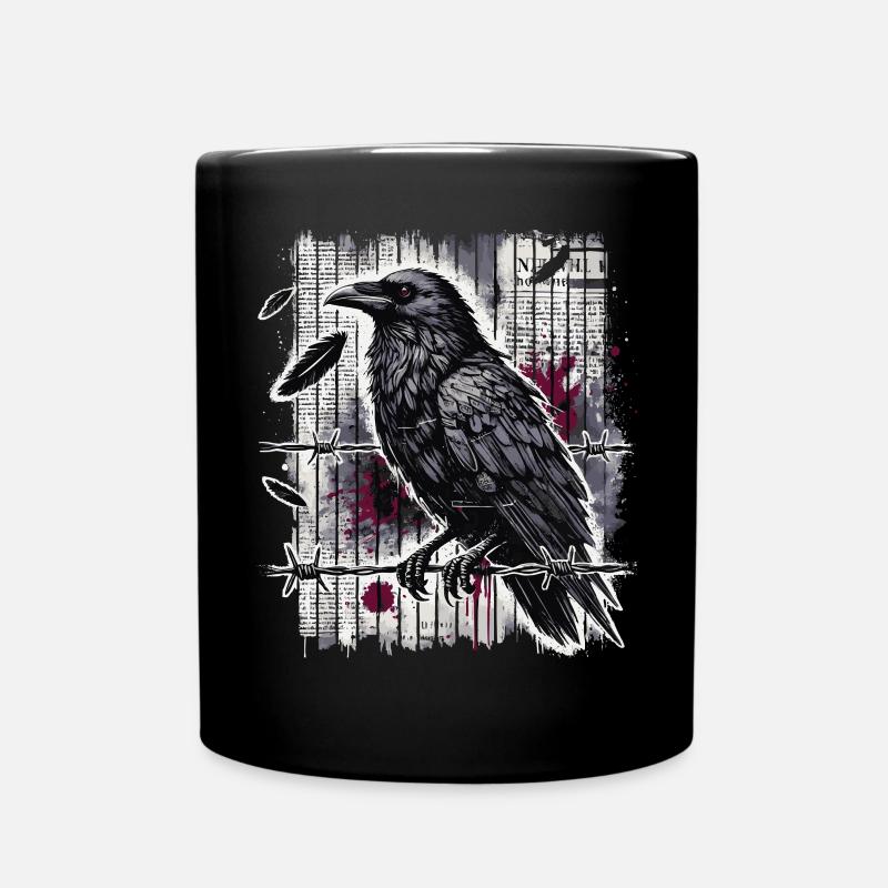 Corbeau sur fil de fer barbelé - Gothic Dark Art - Mug uni - noir