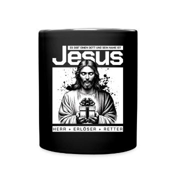 Jésus, Seigneur et Sauveur - Mug uni - noir - Devant