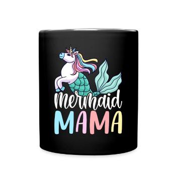 Mermaid Mama Mermaid Mom Grafikdesign für - Tasse einfarbig - Schwarz - Vorne