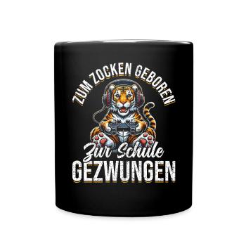 Born to gamble Forced to go to school Tiger - Full Colour Mug - black - Front