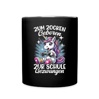 Née pour jouer Forcée d’aller à l’école Licorne - Mug uni - noir - Devant