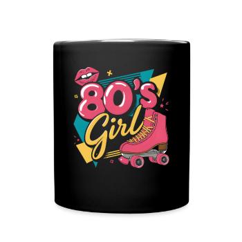 Retro 80er Jahre Girl Roller Skate Rollschuhe - Tasse einfarbig - Schwarz - Vorne