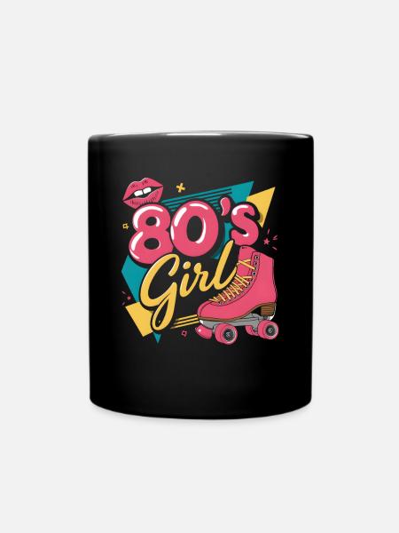 Retro 80er Jahre Girl Roller Skate Rollschuhe - Tasse einfarbig - Schwarz