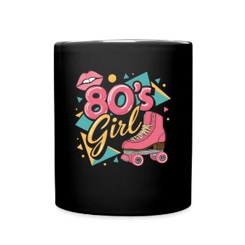Retro 80er Jahre Girl Roller Skate Rollschuhe - Tasse einfarbig - Schwarz - Vorne