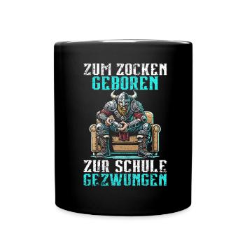 Born to gamble Forced to go to school Vikings - Full Colour Mug - black - Front