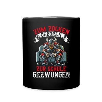 Born to gamble Forced to go to school Vikings - Full Colour Mug - black - Front