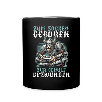 Born to gamble Forced to go to school Vikings - Full Colour Mug - black - Front