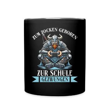 Born to gamble Forced to go to school Vikings - Full Colour Mug - black - Front