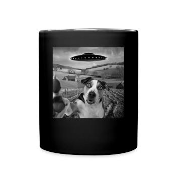 Rencontre extraterrestre Chien Selfie - Mug uni - noir - Devant