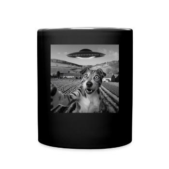 Rencontre extraterrestre Chien Selfie - Mug uni - noir - Devant
